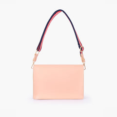 Peach half flap cross-body bag