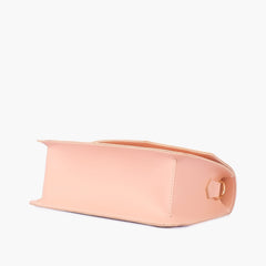 Peach half flap cross-body bag