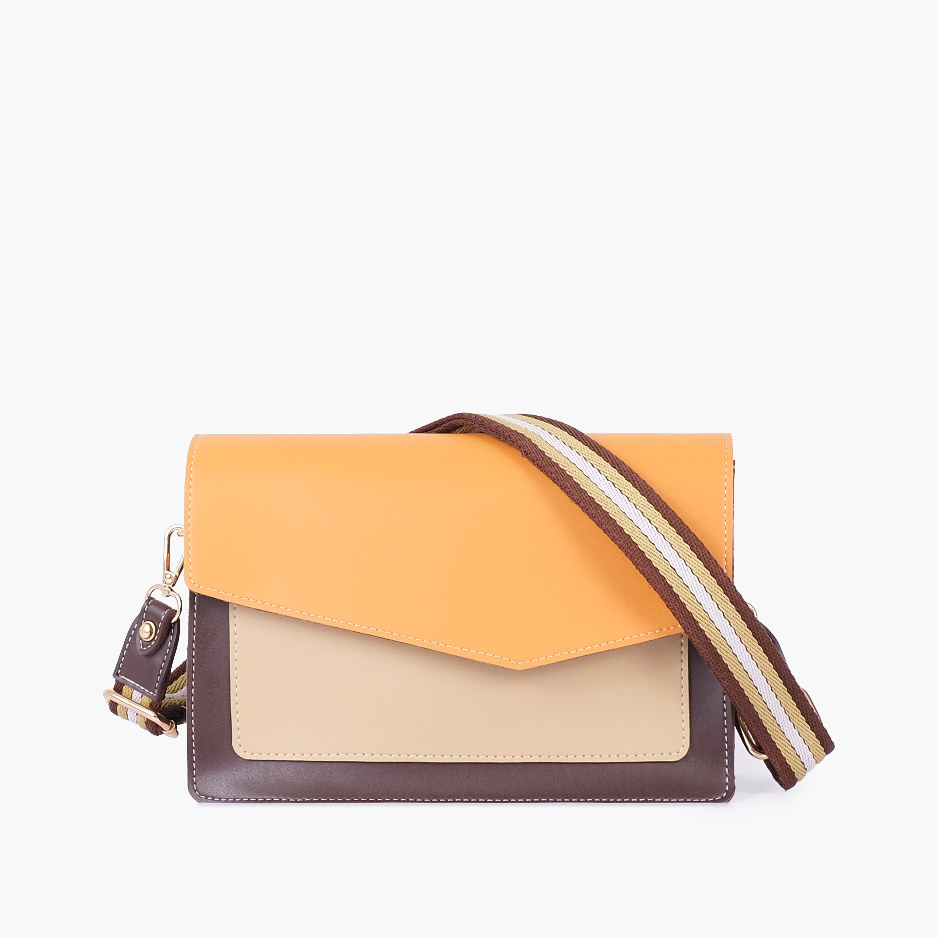 Mustard half flap cross-body bag