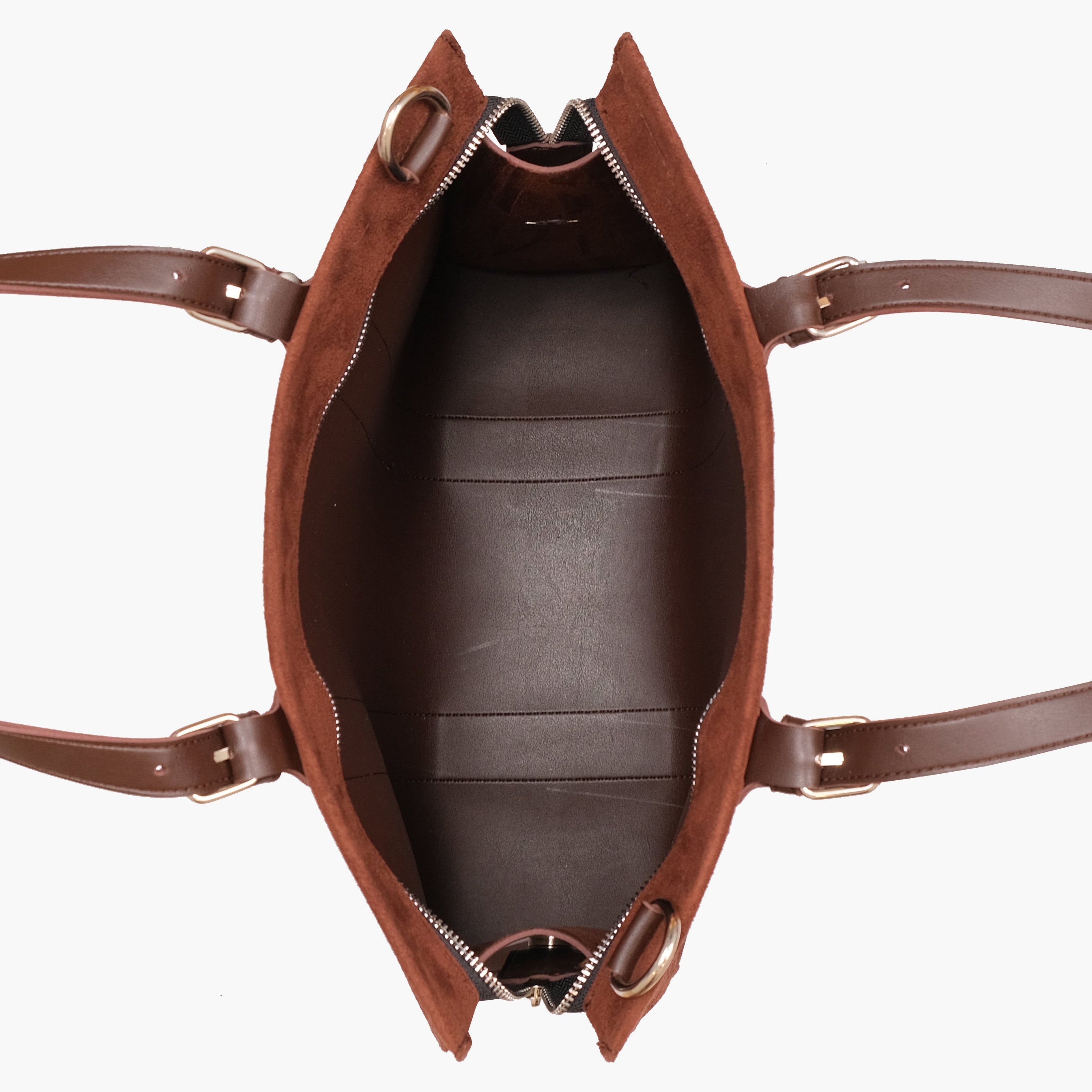 Dark brown suede laptop bag with sleeve
