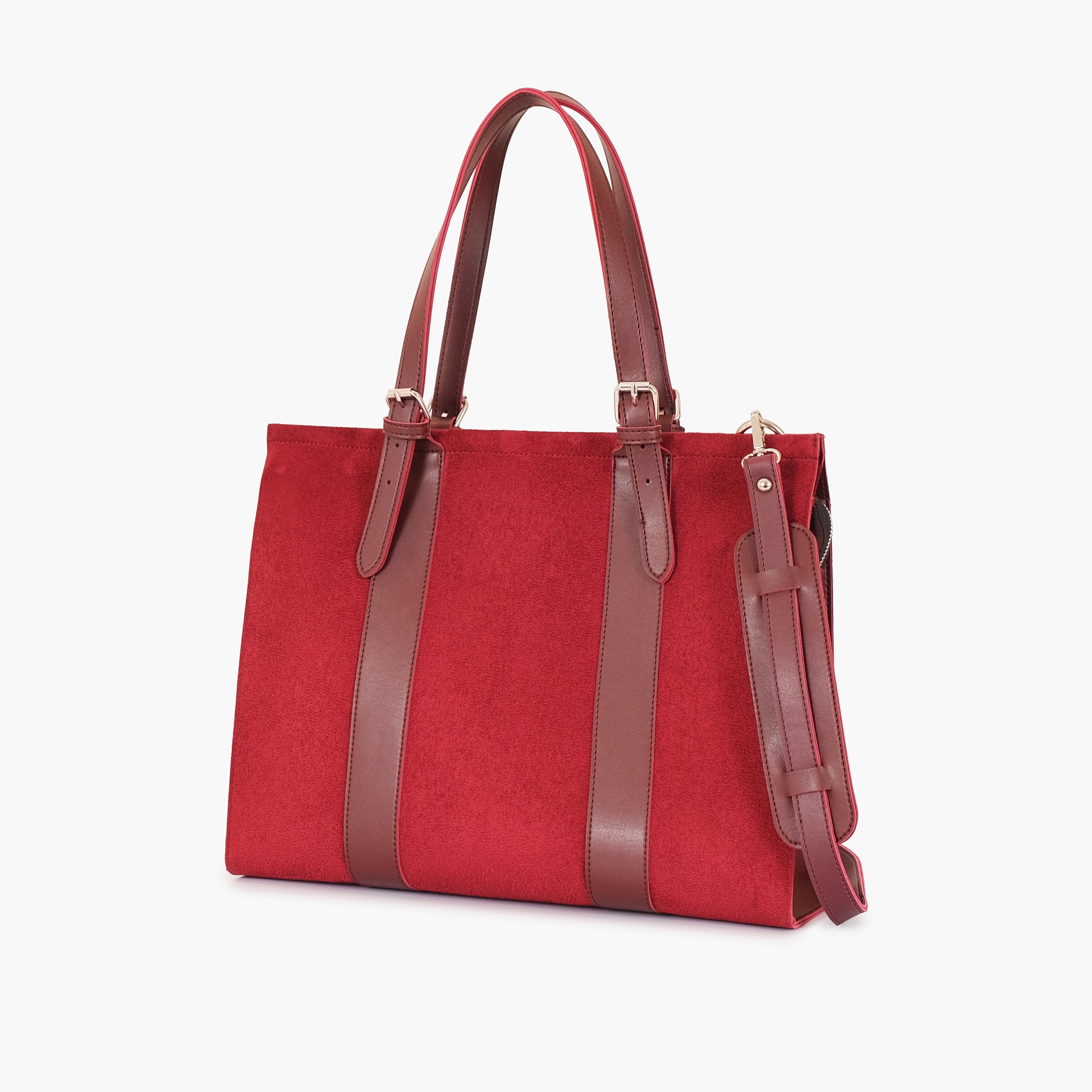 Burgundy suede laptop bag with sleeve