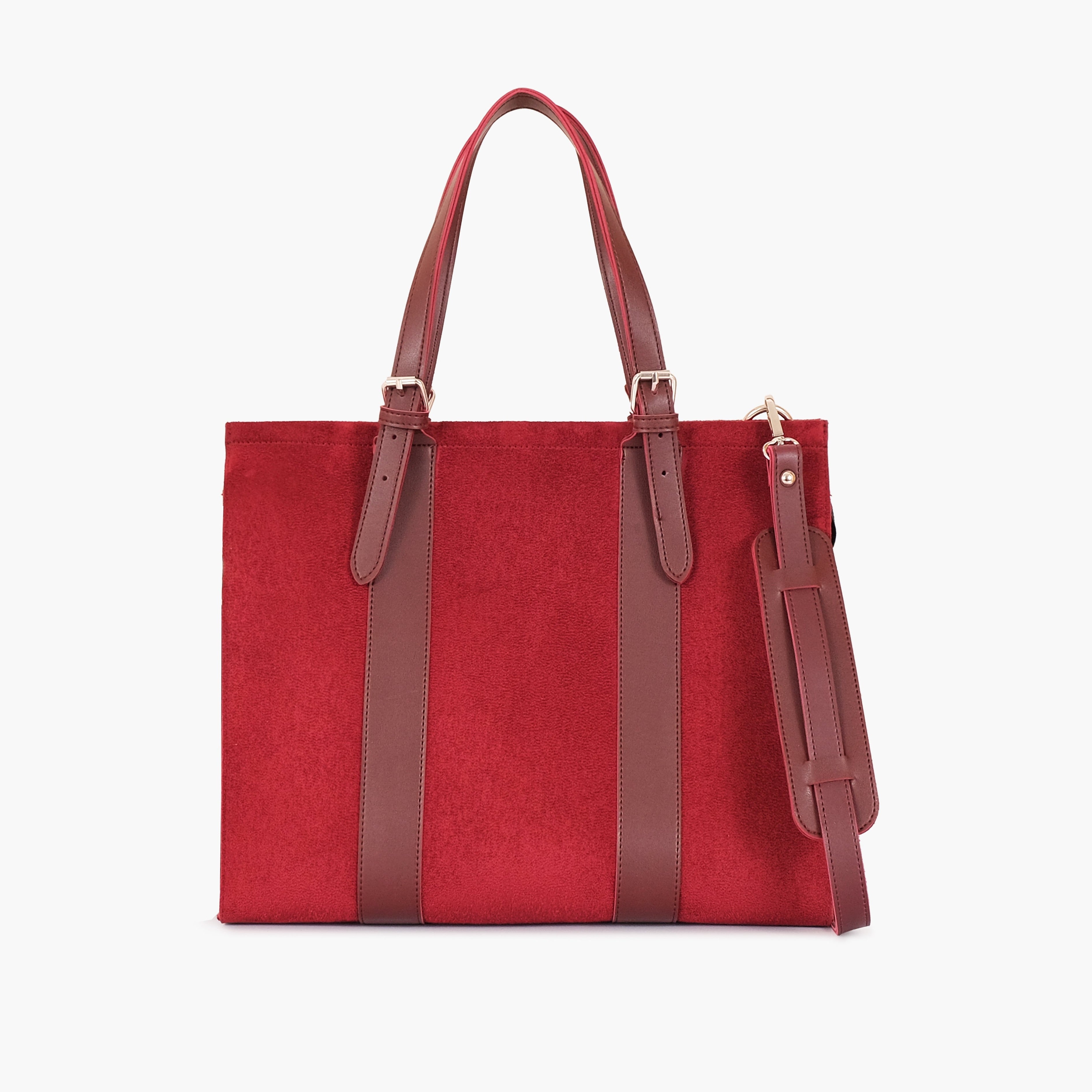Burgundy suede laptop bag with sleeve