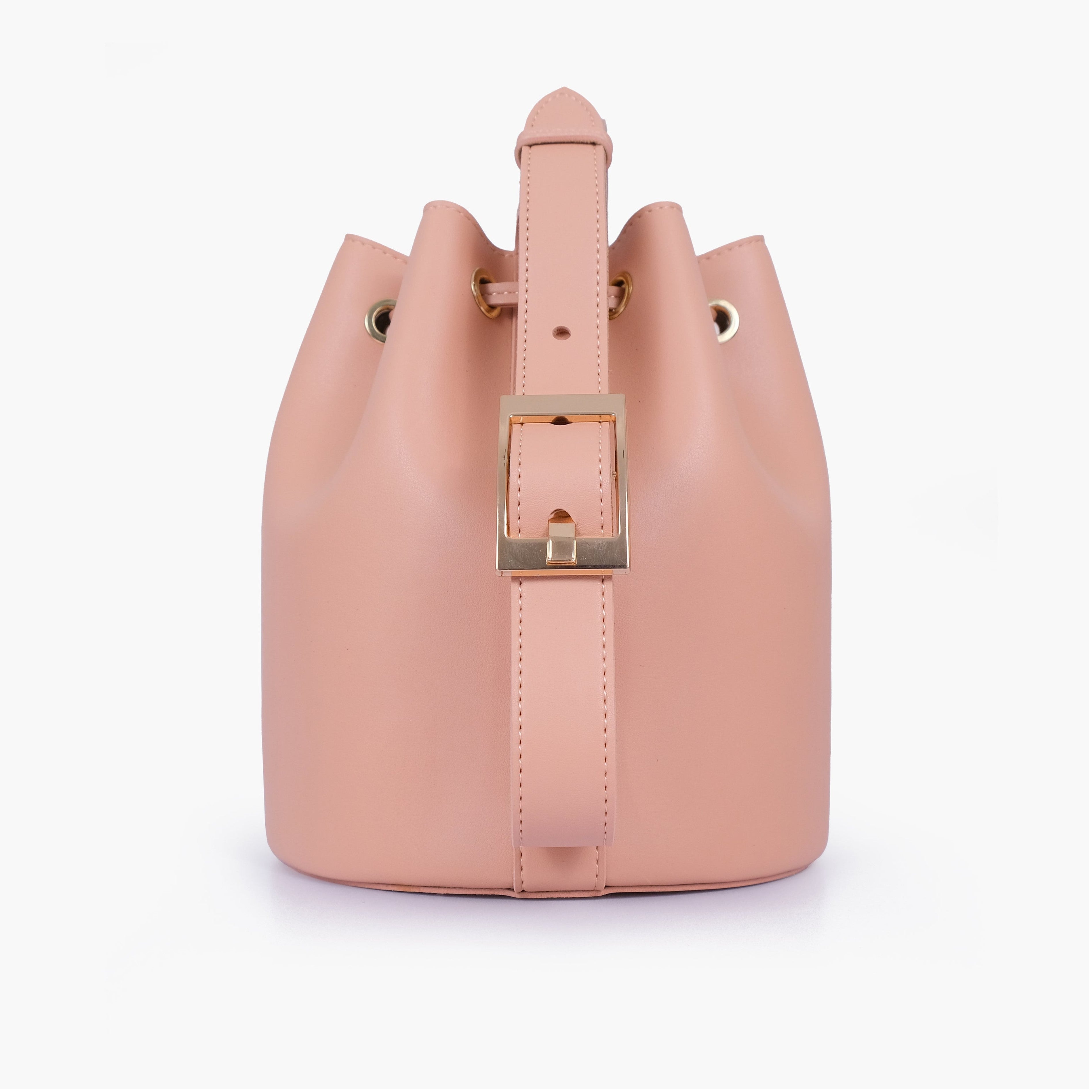 Peach loop handle bucket bag