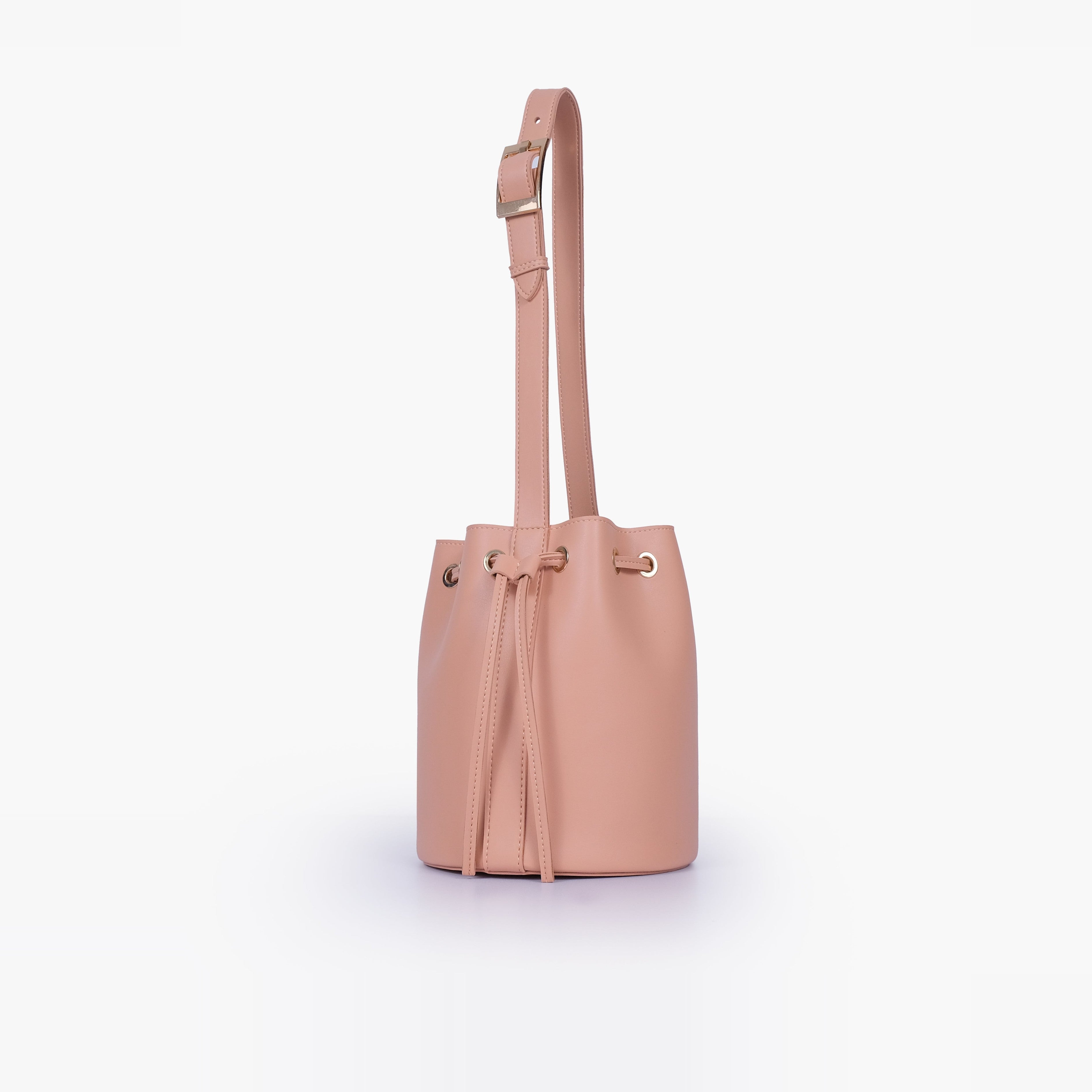 Peach loop handle bucket bag