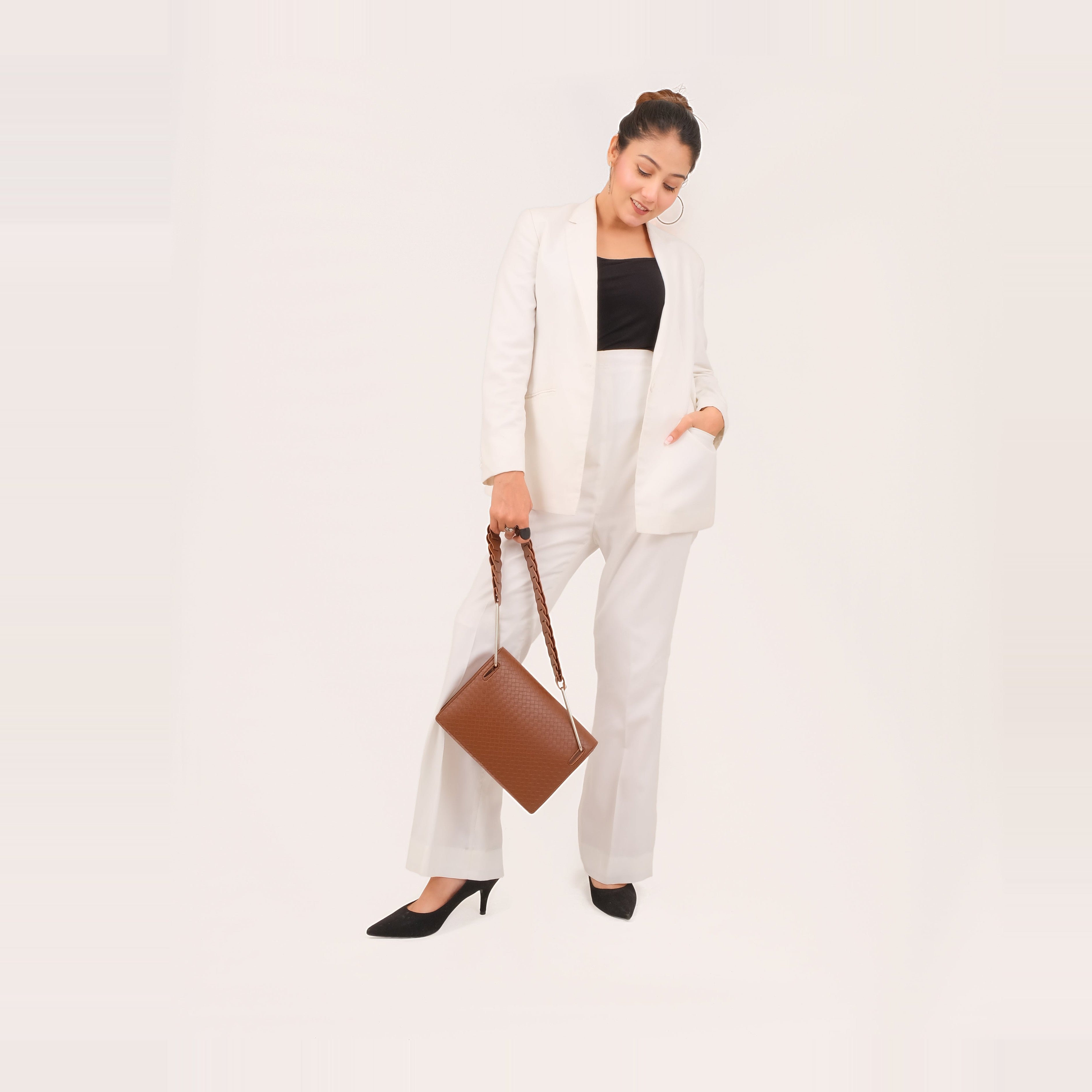 Brown loop strap shoulder bag