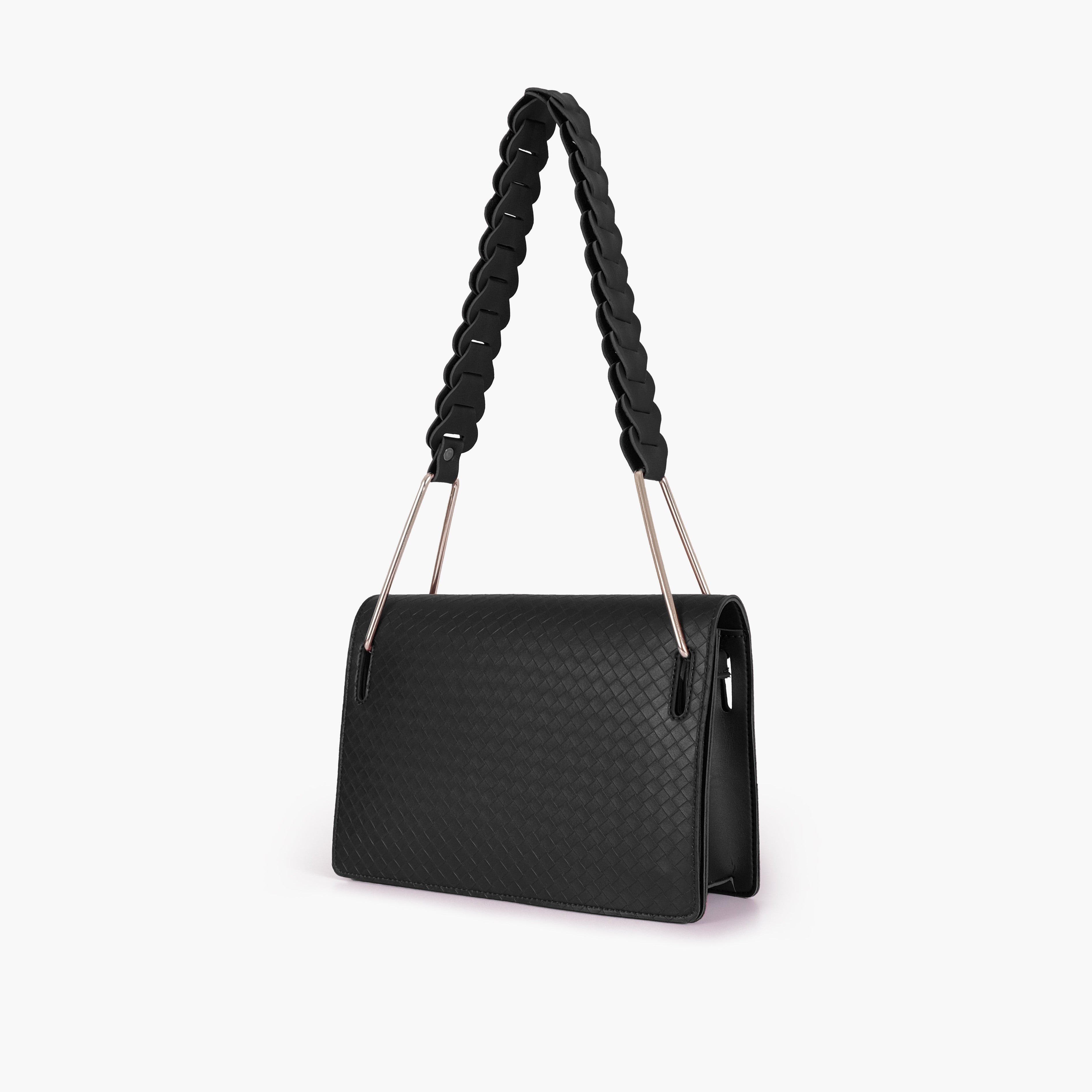 Black loop strap shoulder bag