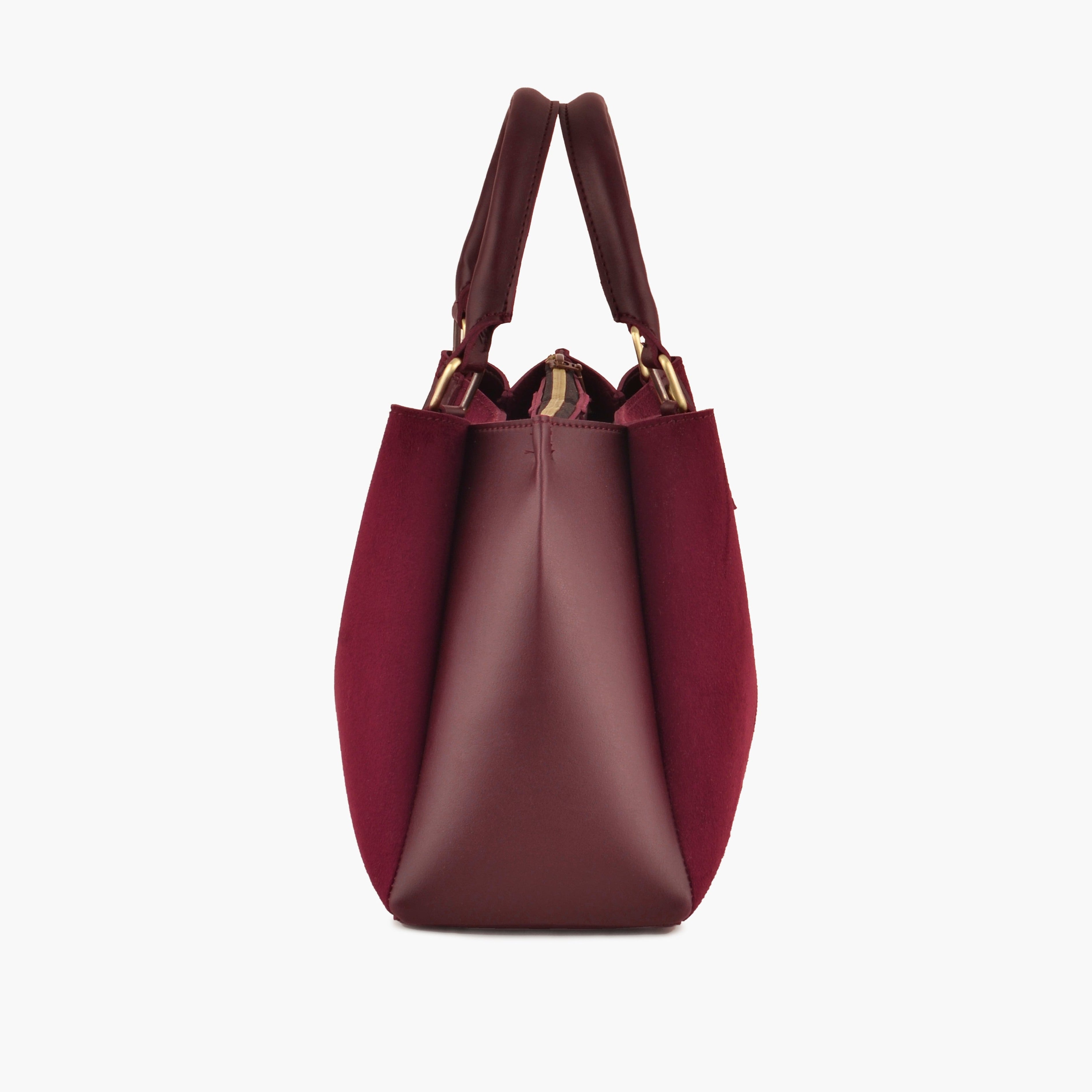 Burgundy suede mini bag
