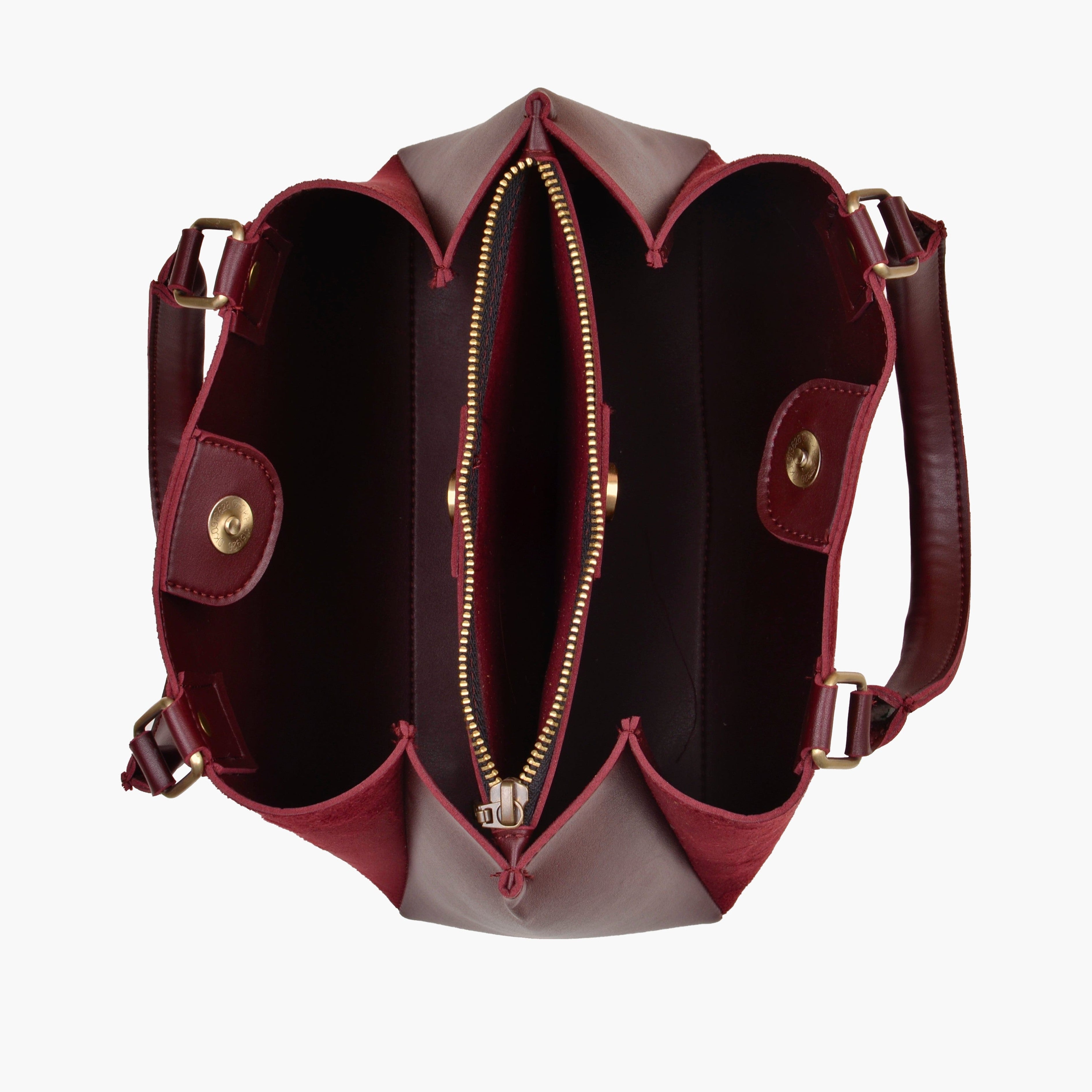 Burgundy suede mini bag