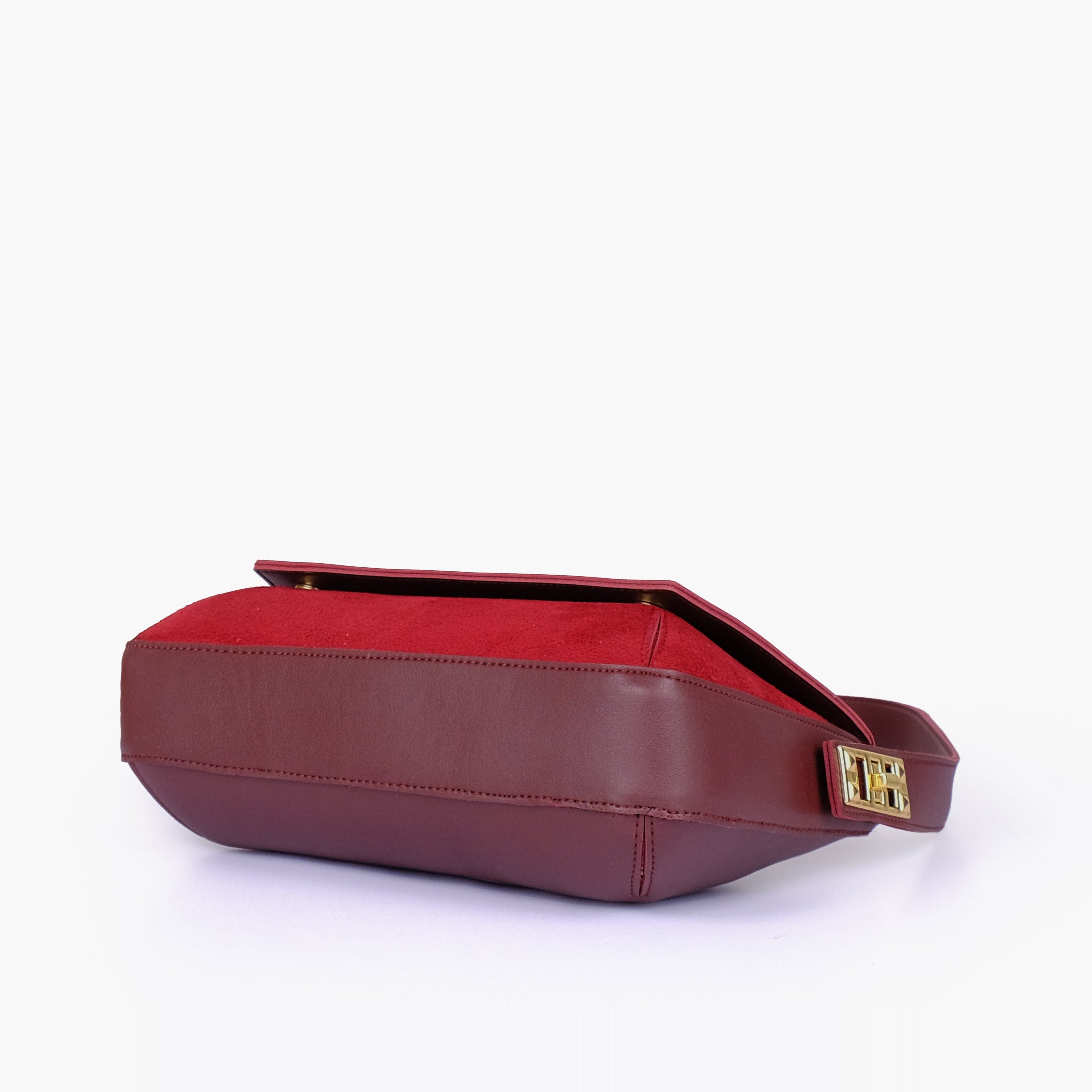 Burgundy mini flap bag