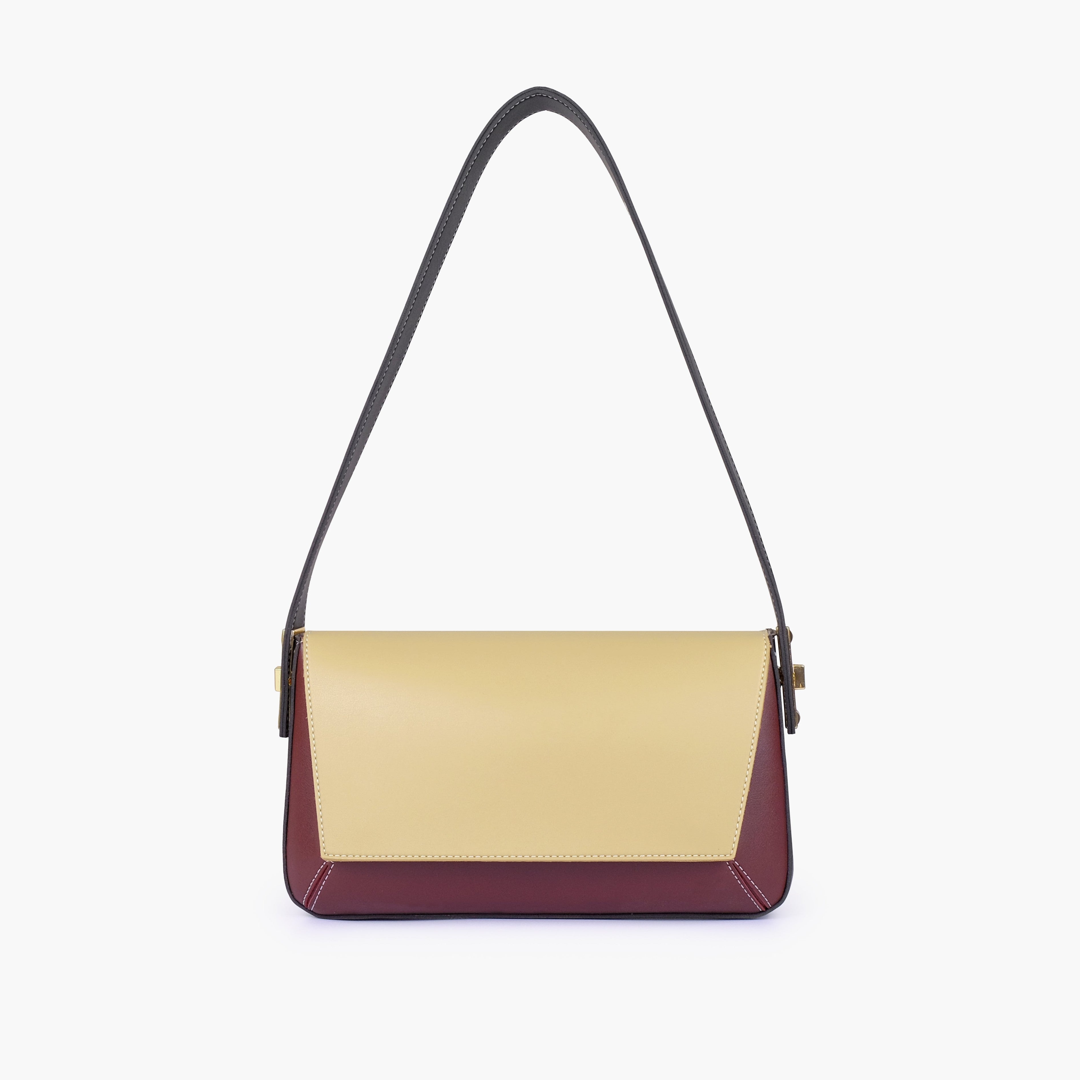 Neutral color-blocking mini flap bag