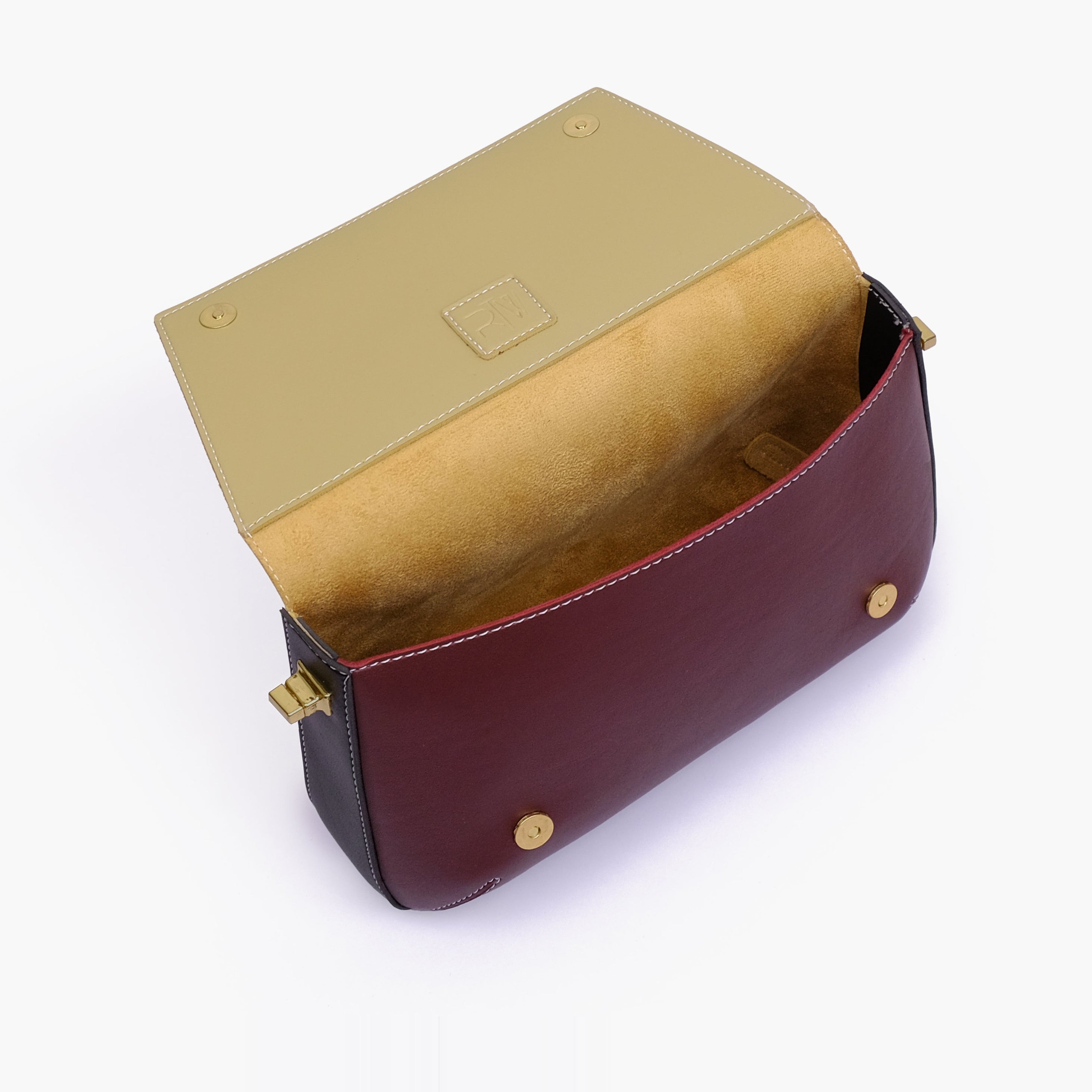 Neutral color-blocking mini flap bag