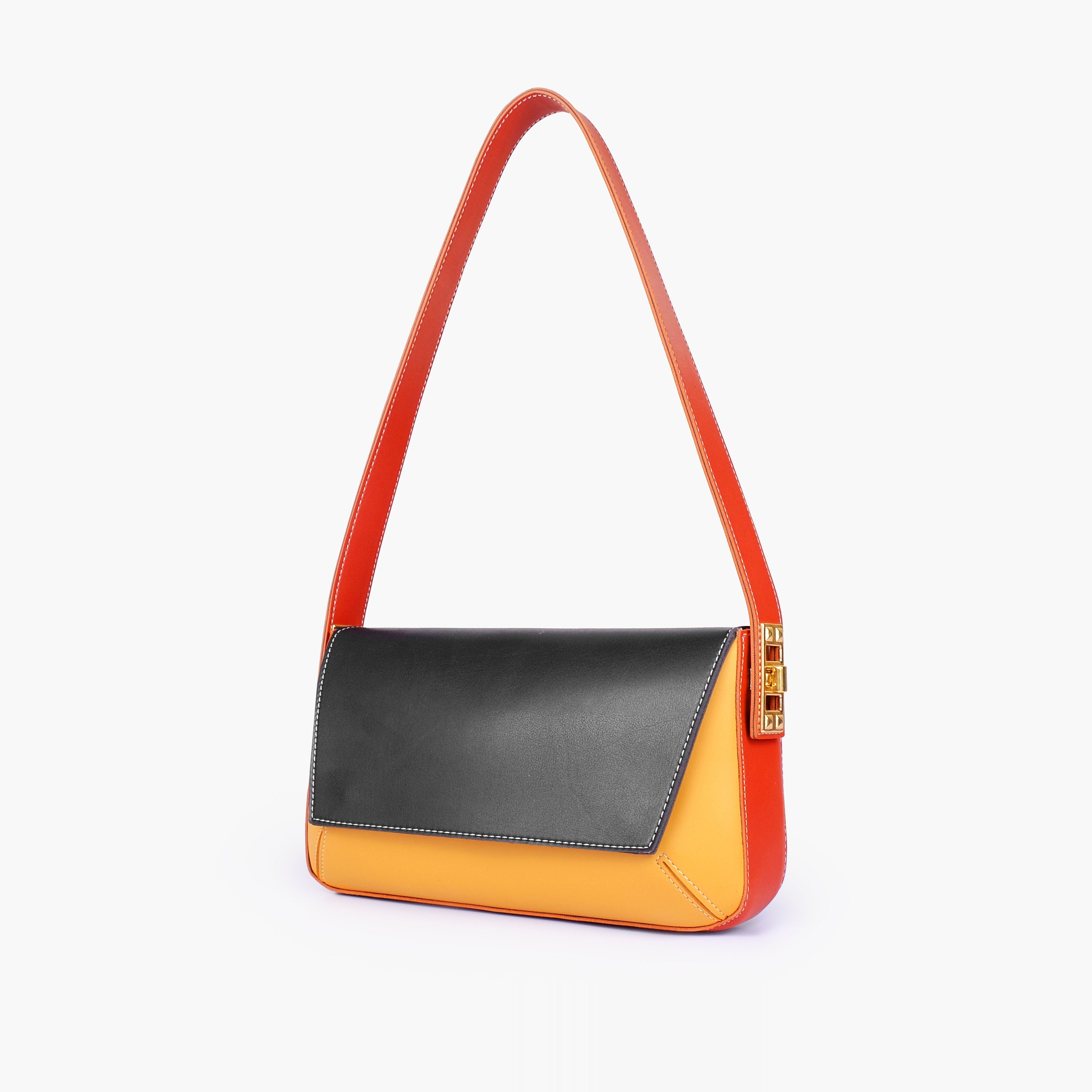 Autumn color-blocking mini flap bag