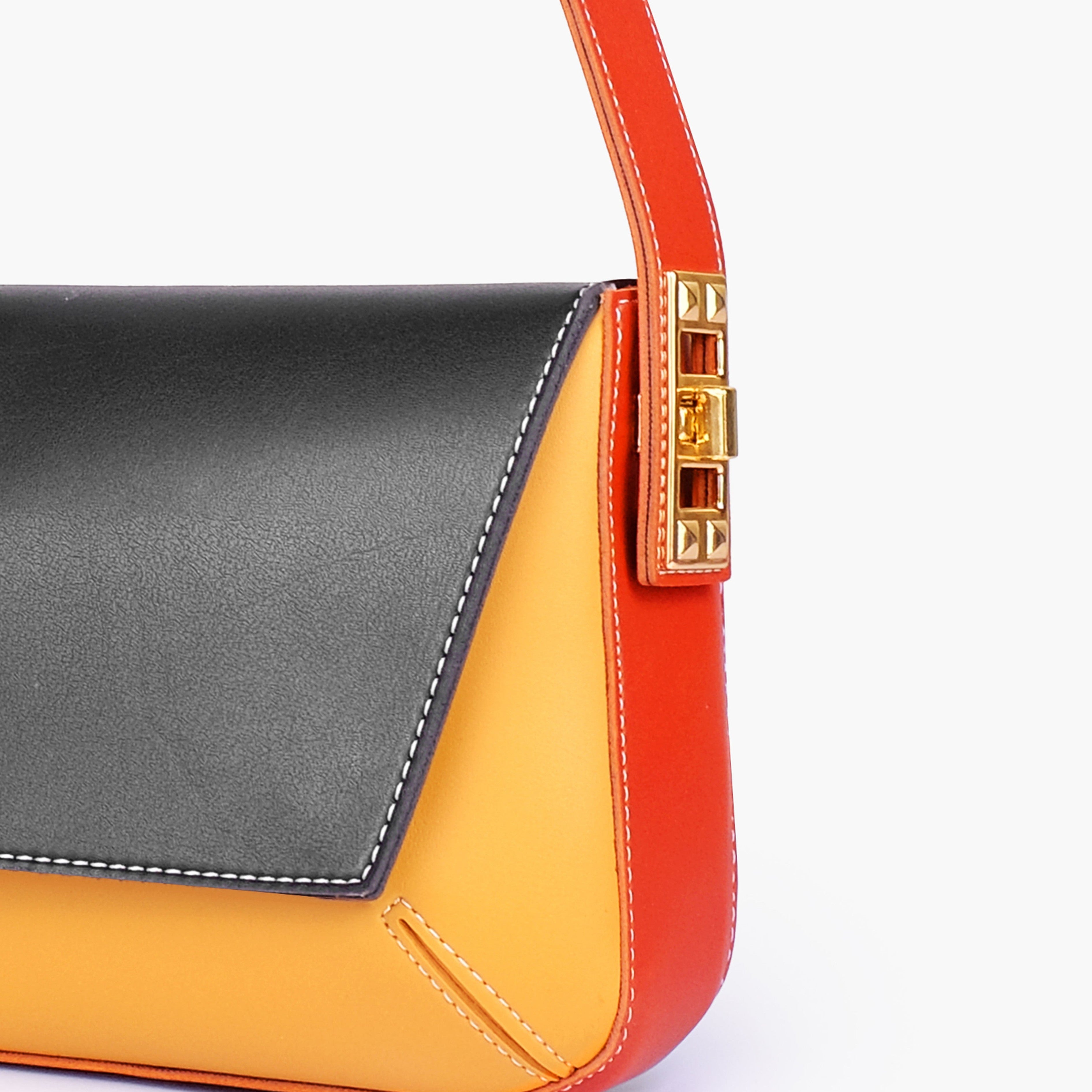 Autumn color-blocking mini flap bag