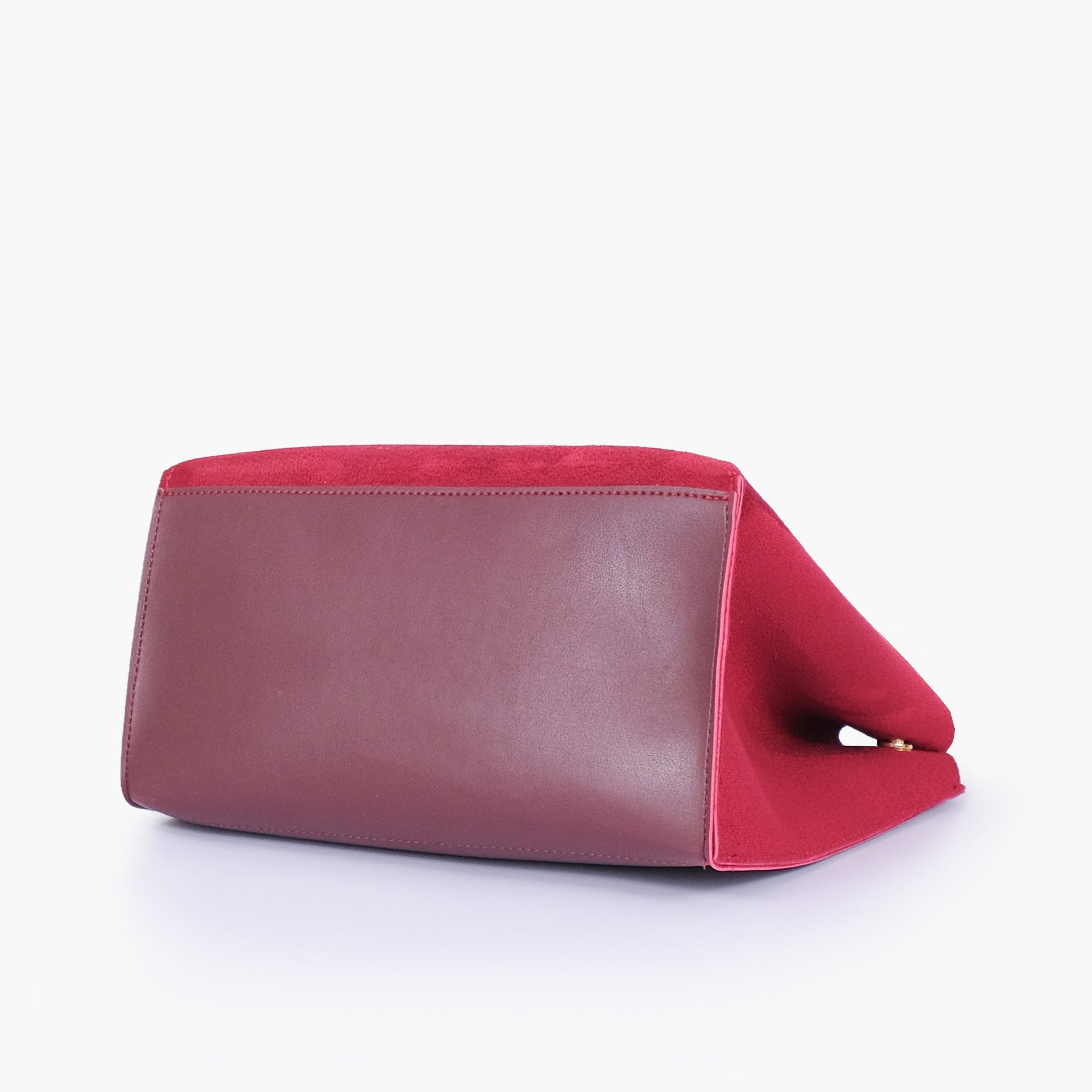 Burgundy suede mini tote bag