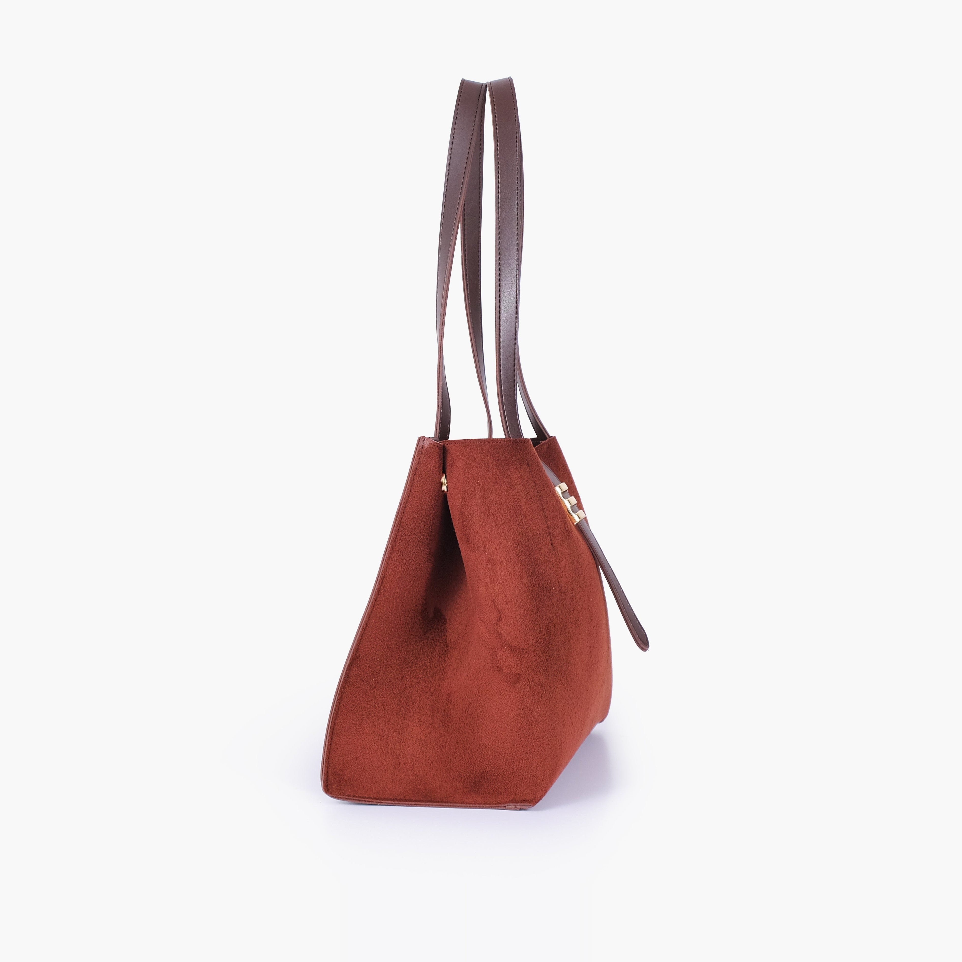 Dark brown suede mini tote bag