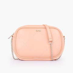 Peach mini quilted crossbody bag