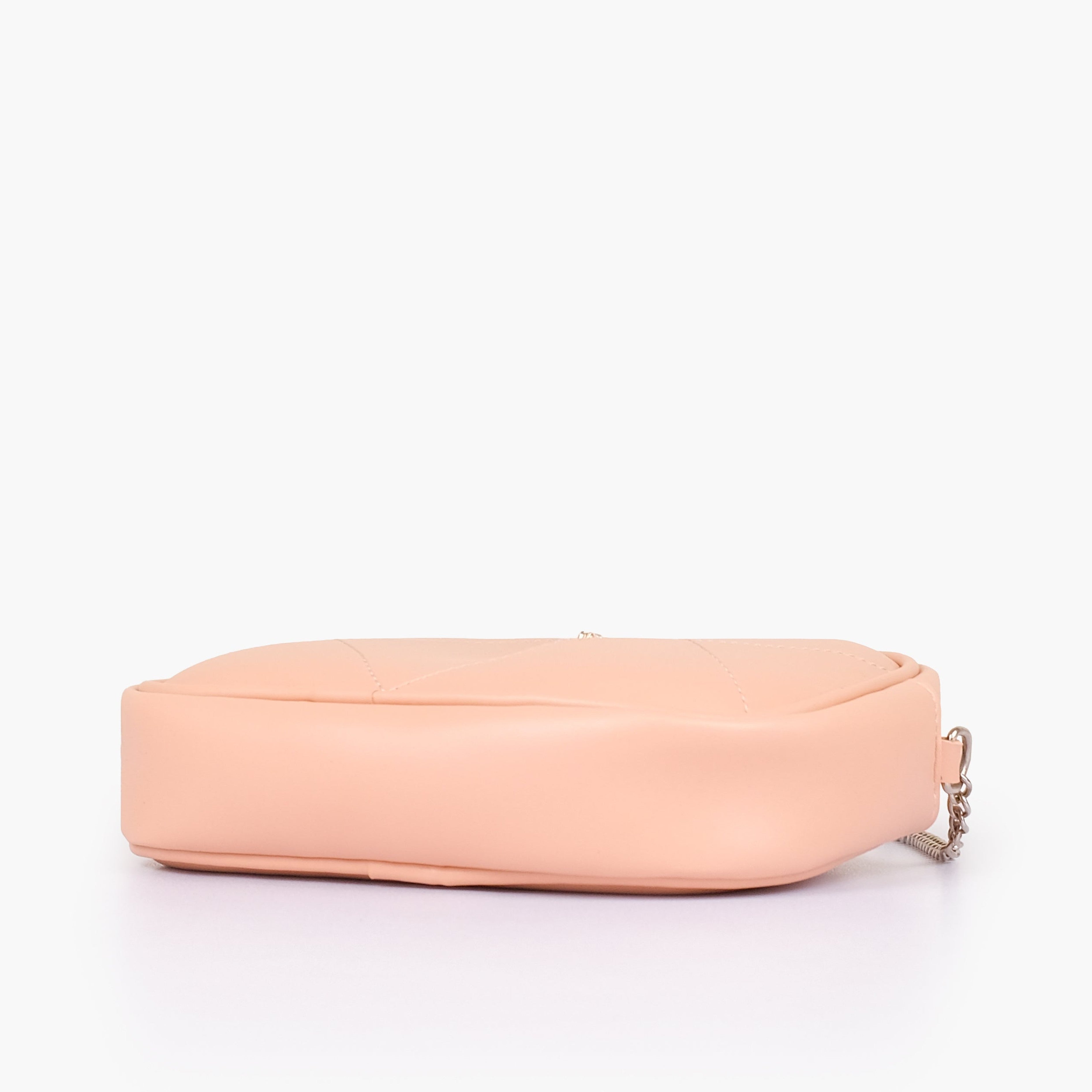 Peach mini quilted crossbody bag