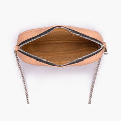 Peach mini quilted crossbody bag