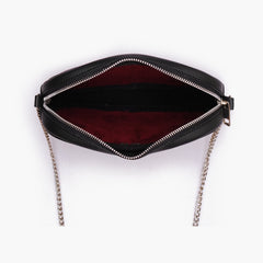 Burgundy and black mini quilted crossbody bag