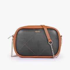 Black and brown mini quilted crossbody bag