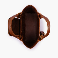 Horse brown mini top-handle tote bag