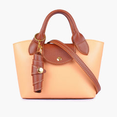 Peach mini top-handle tote bag