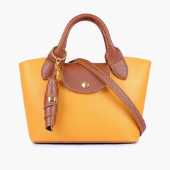 Mustard mini top-handle tote bag