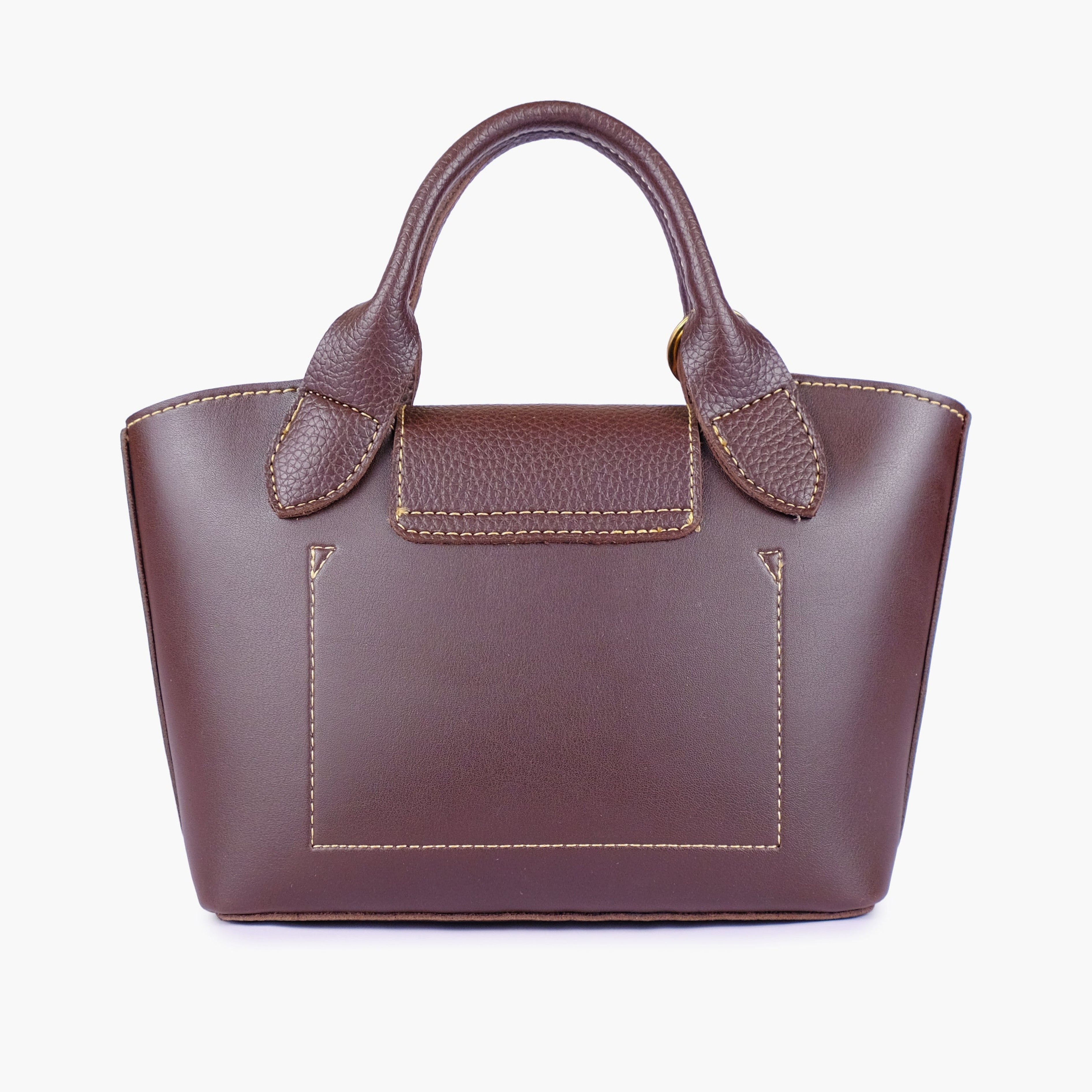 Dark brown mini top-handle tote bag