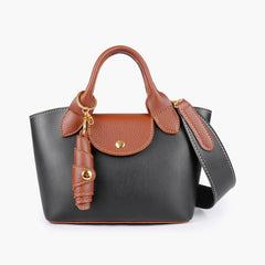 Black and brown mini top-handle tote bag