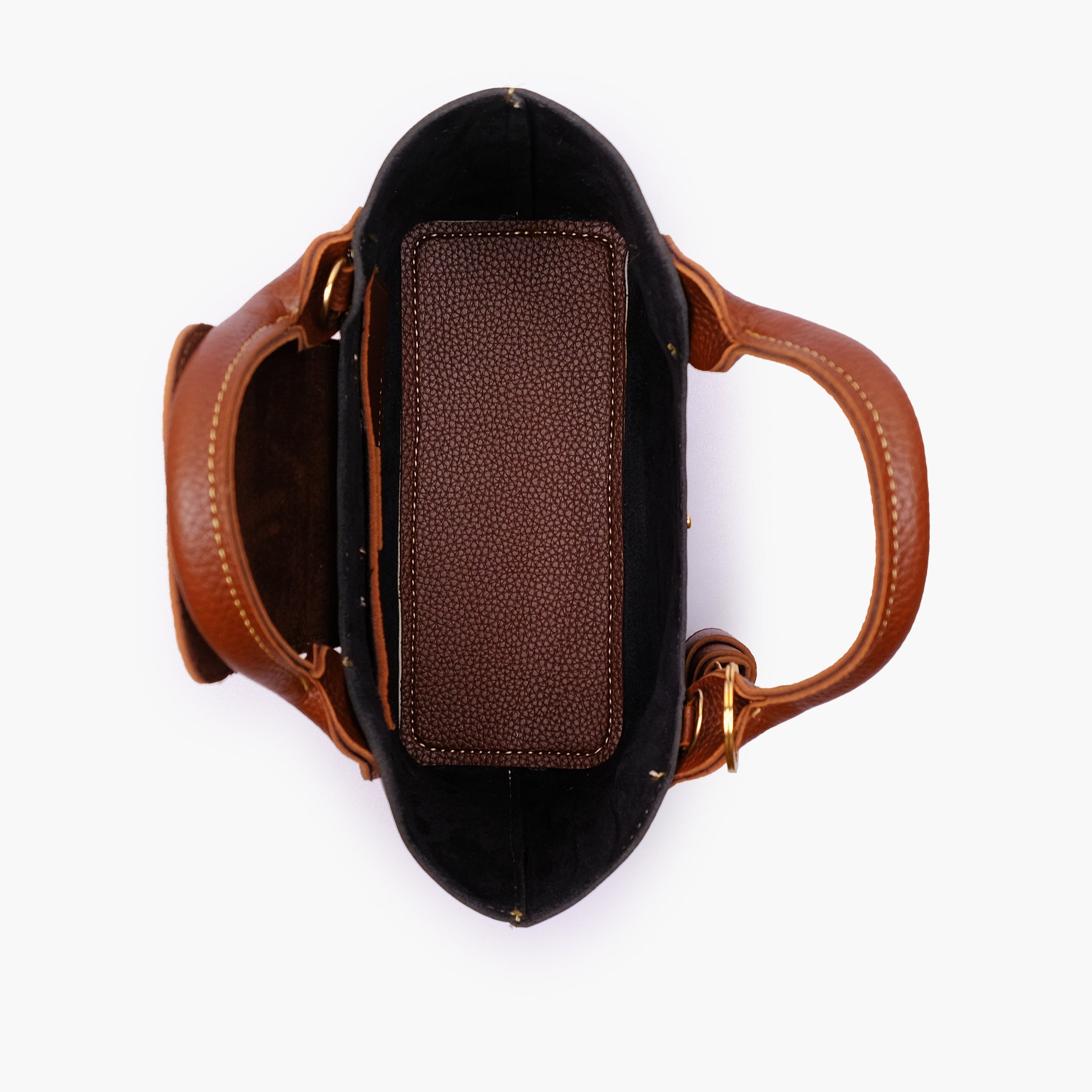 Black and brown mini top-handle tote bag