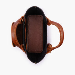 Black and brown mini top-handle tote bag