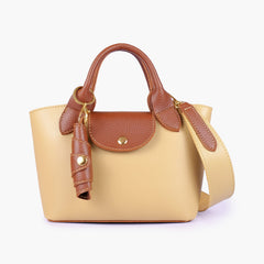 Off-white and brown mini top-handle tote bag