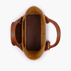 Off-white and brown mini top-handle tote bag