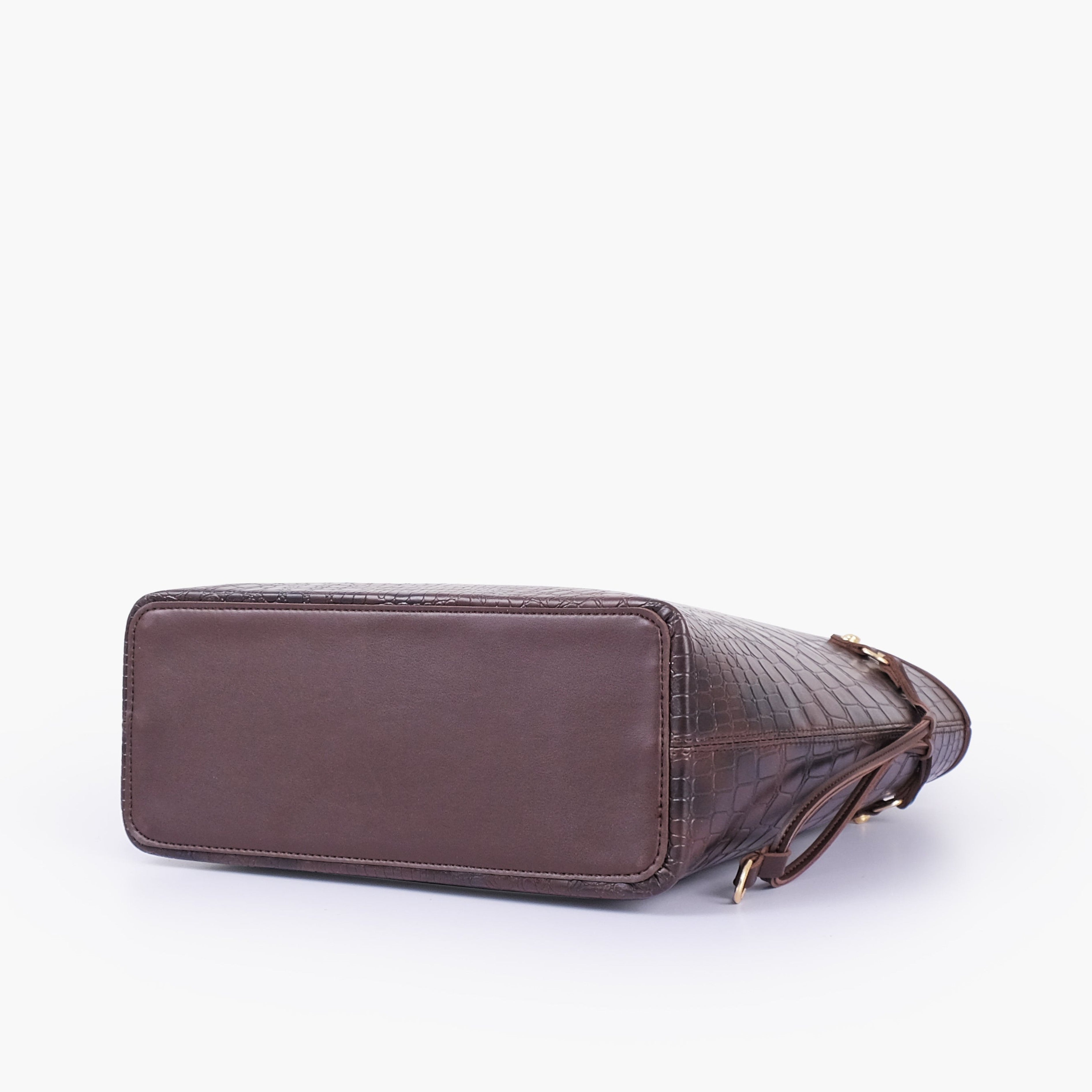 Dark brown crocodile neverfull tote bag