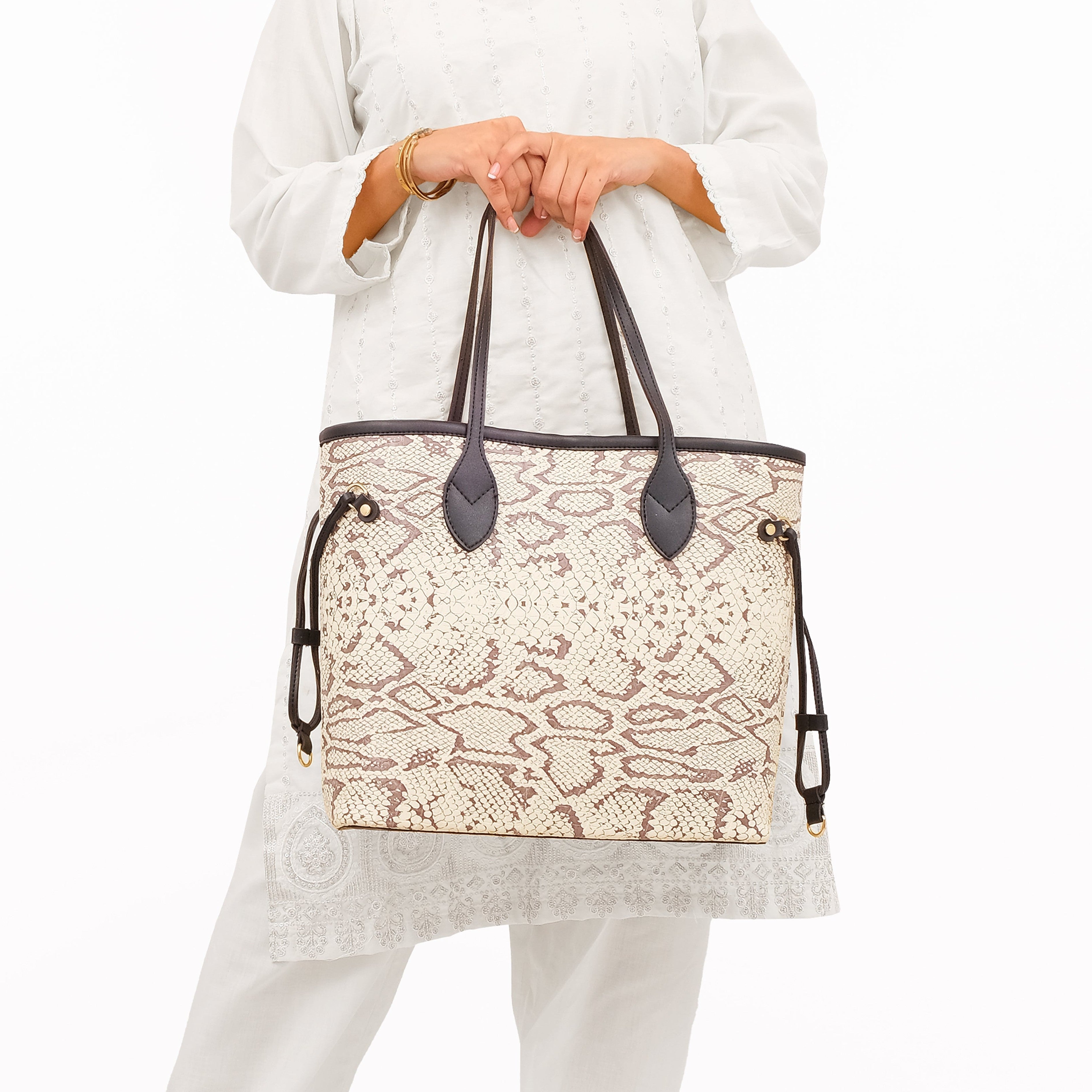 Black and white snake neverfull tote bag