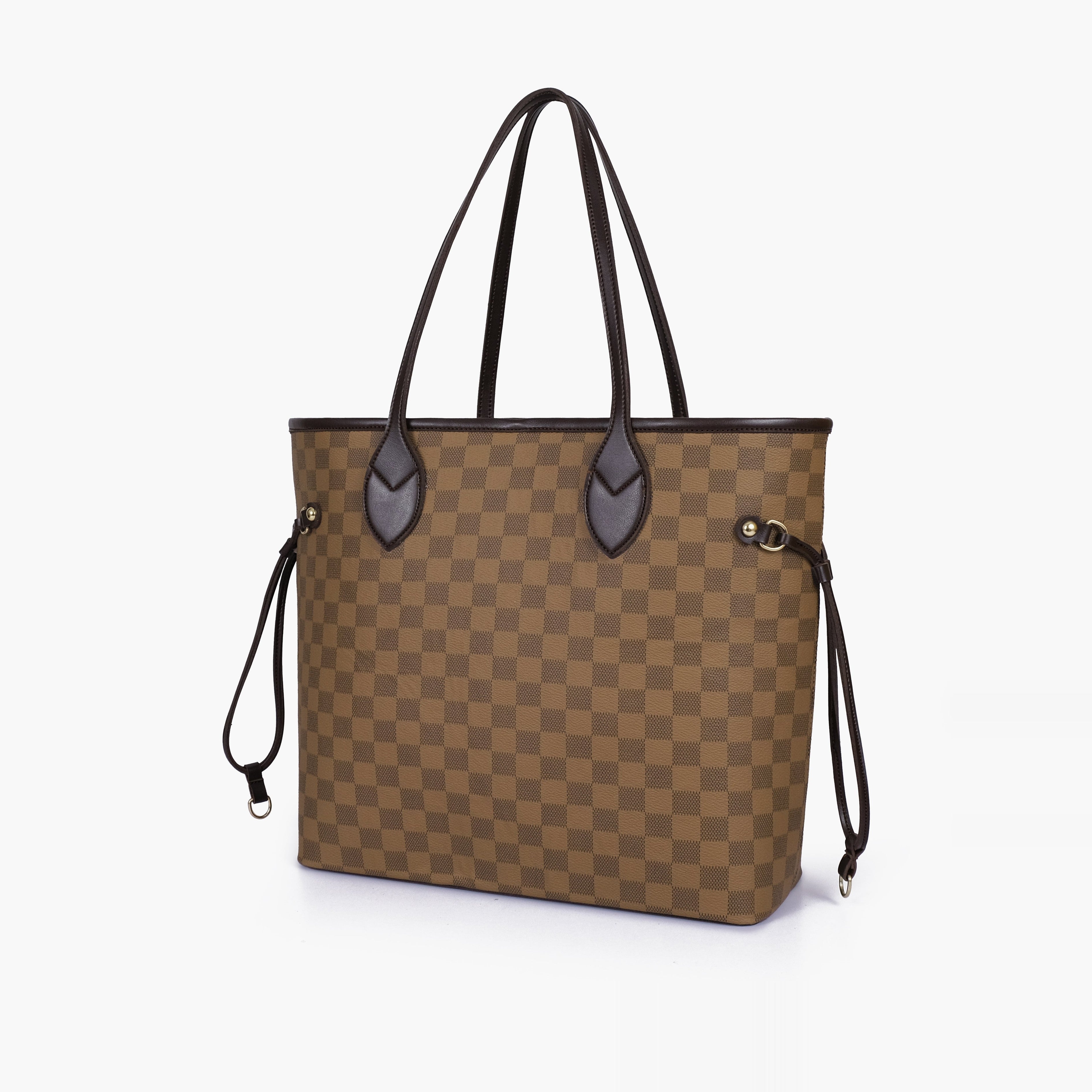 Brown checkered neverfull tote bag