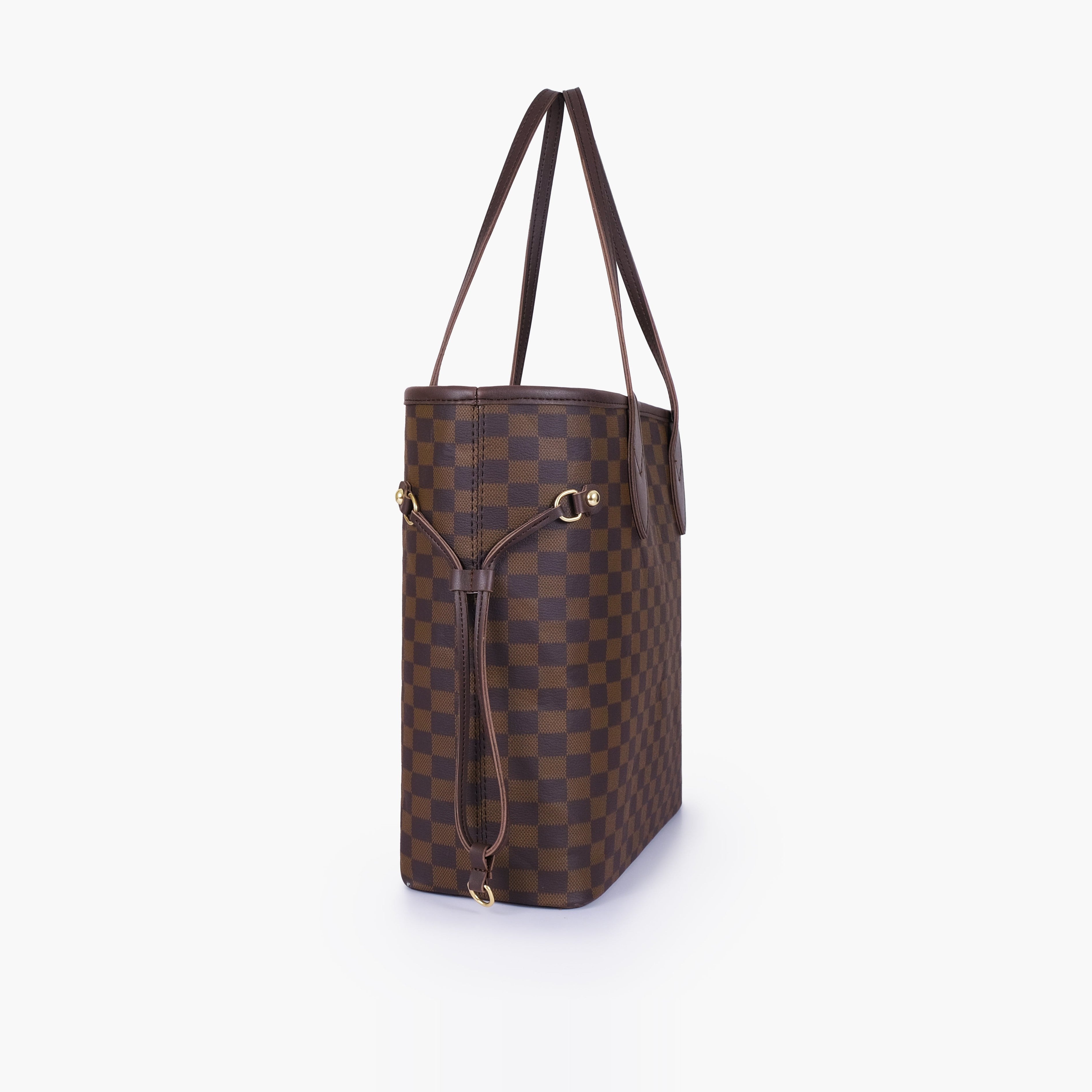 Dark brown checkered neverfull tote bag
