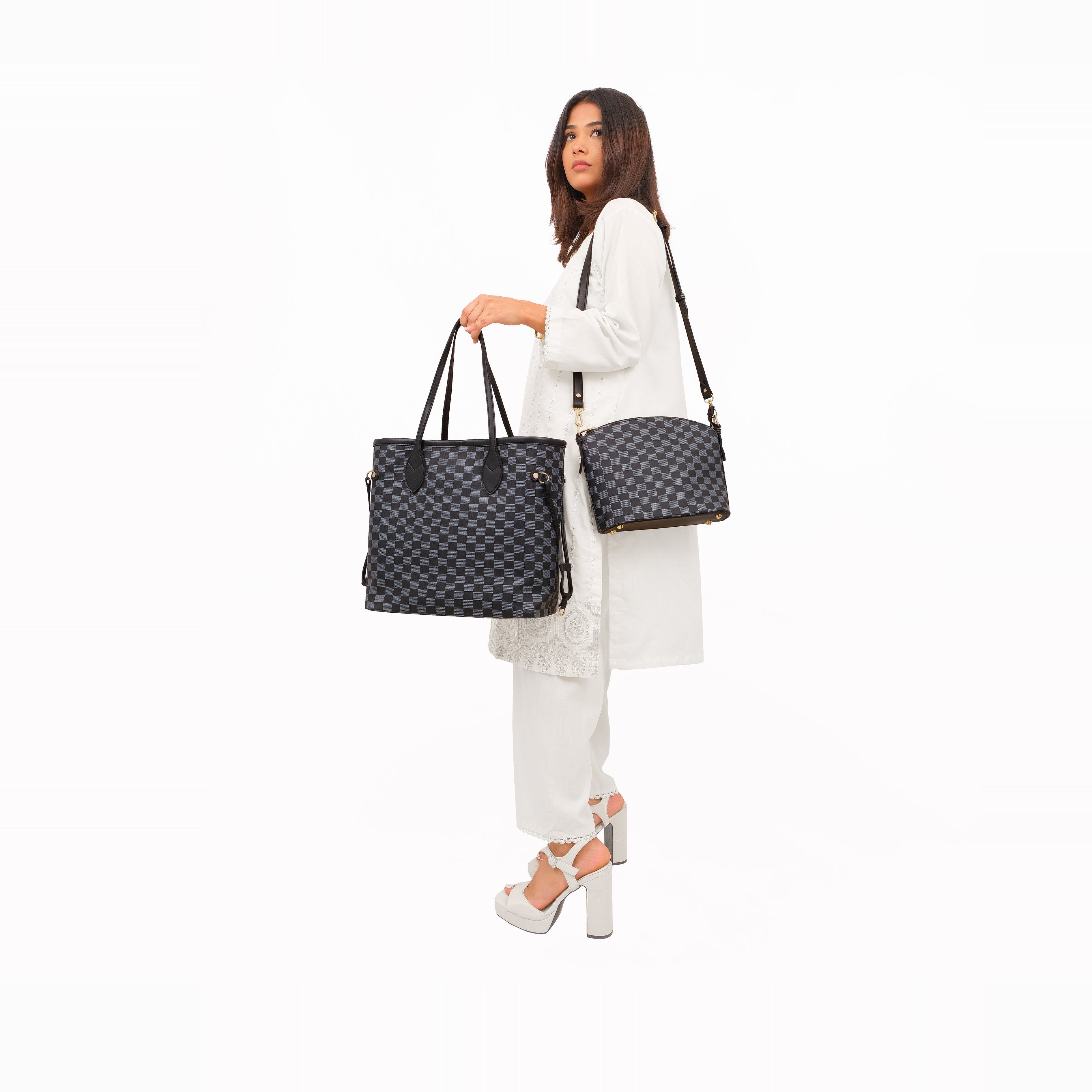 Black checkered neverfull two piece set