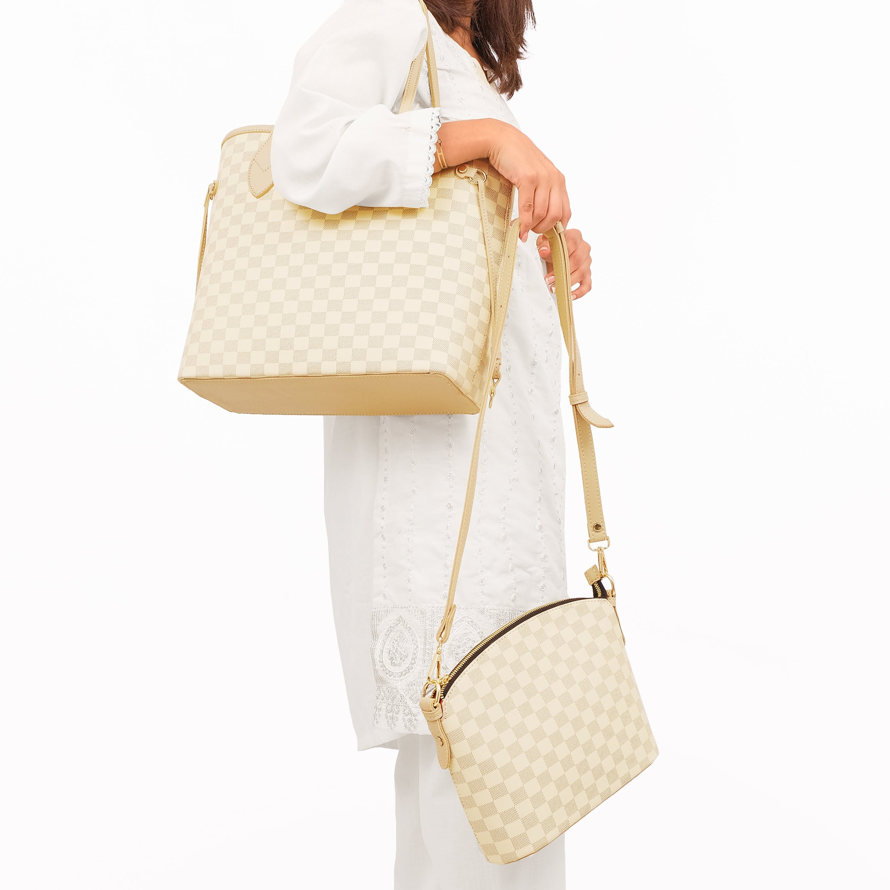 Off-white checkered neverfull two piece set