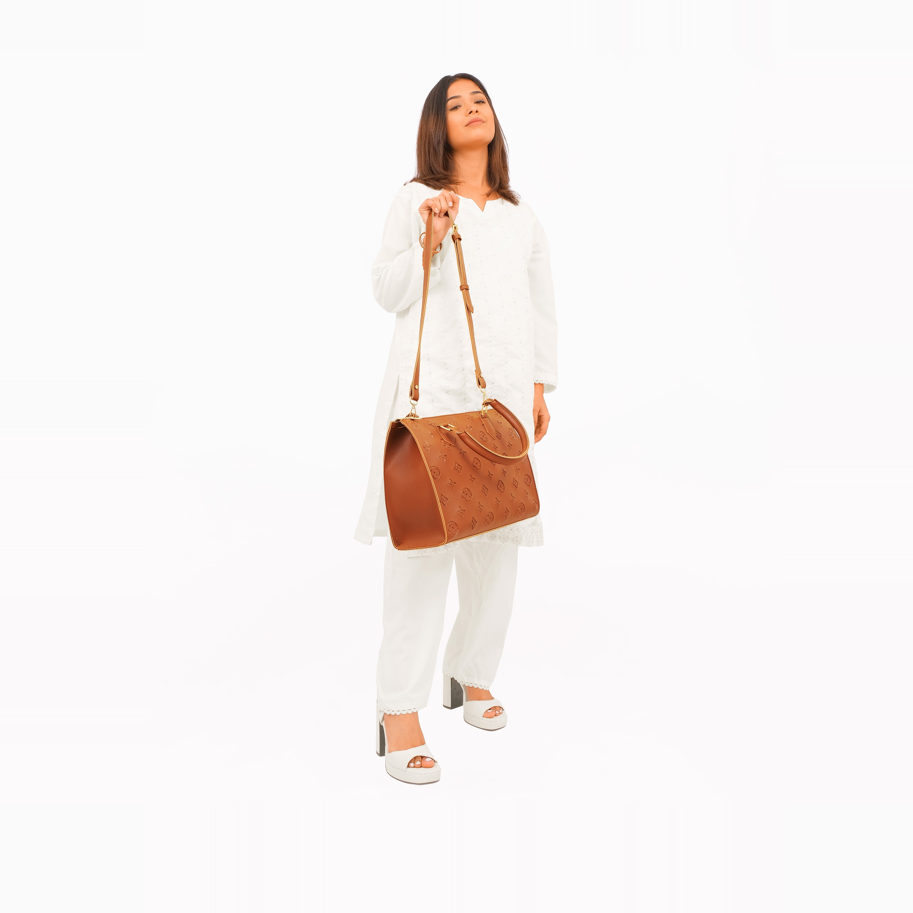 Brown on-the-go handbag