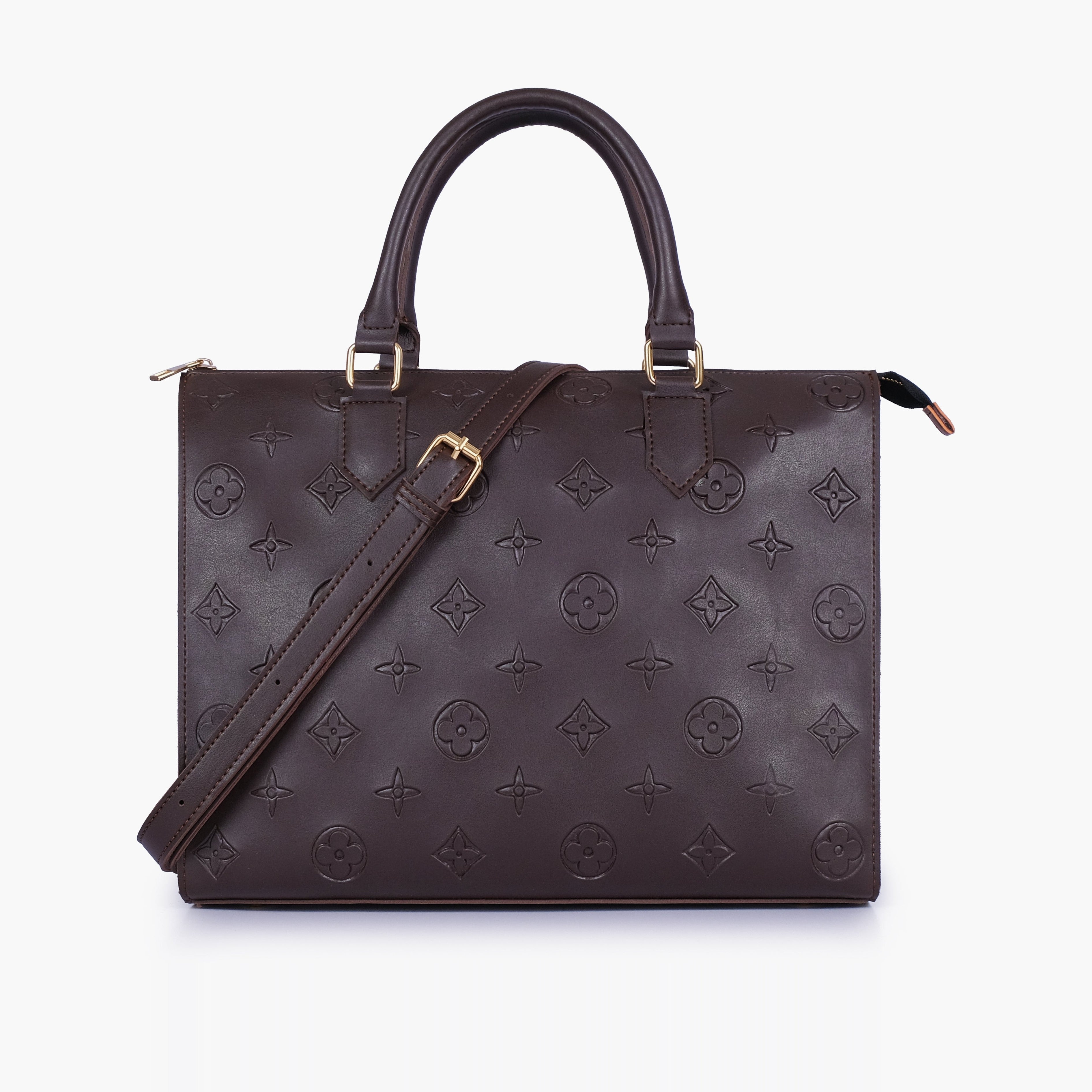 Dark brown on-the-go handbag