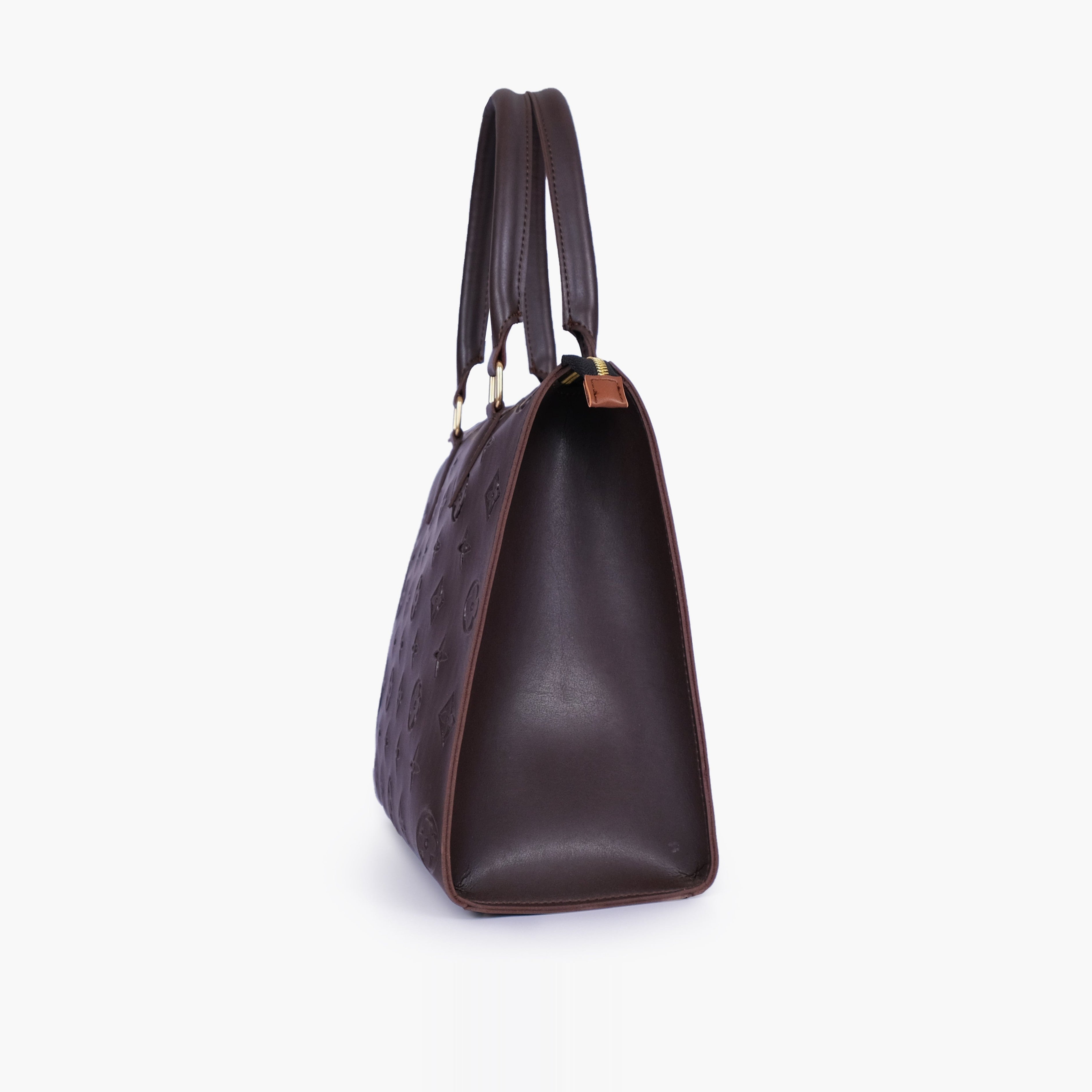 Dark brown on-the-go handbag