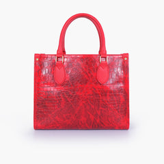 Red on-the-go crocodile handbag