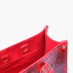Red on-the-go crocodile handbag