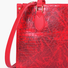 Red on-the-go crocodile handbag