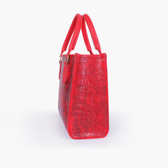 Red on-the-go crocodile handbag