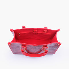 Red on-the-go crocodile handbag