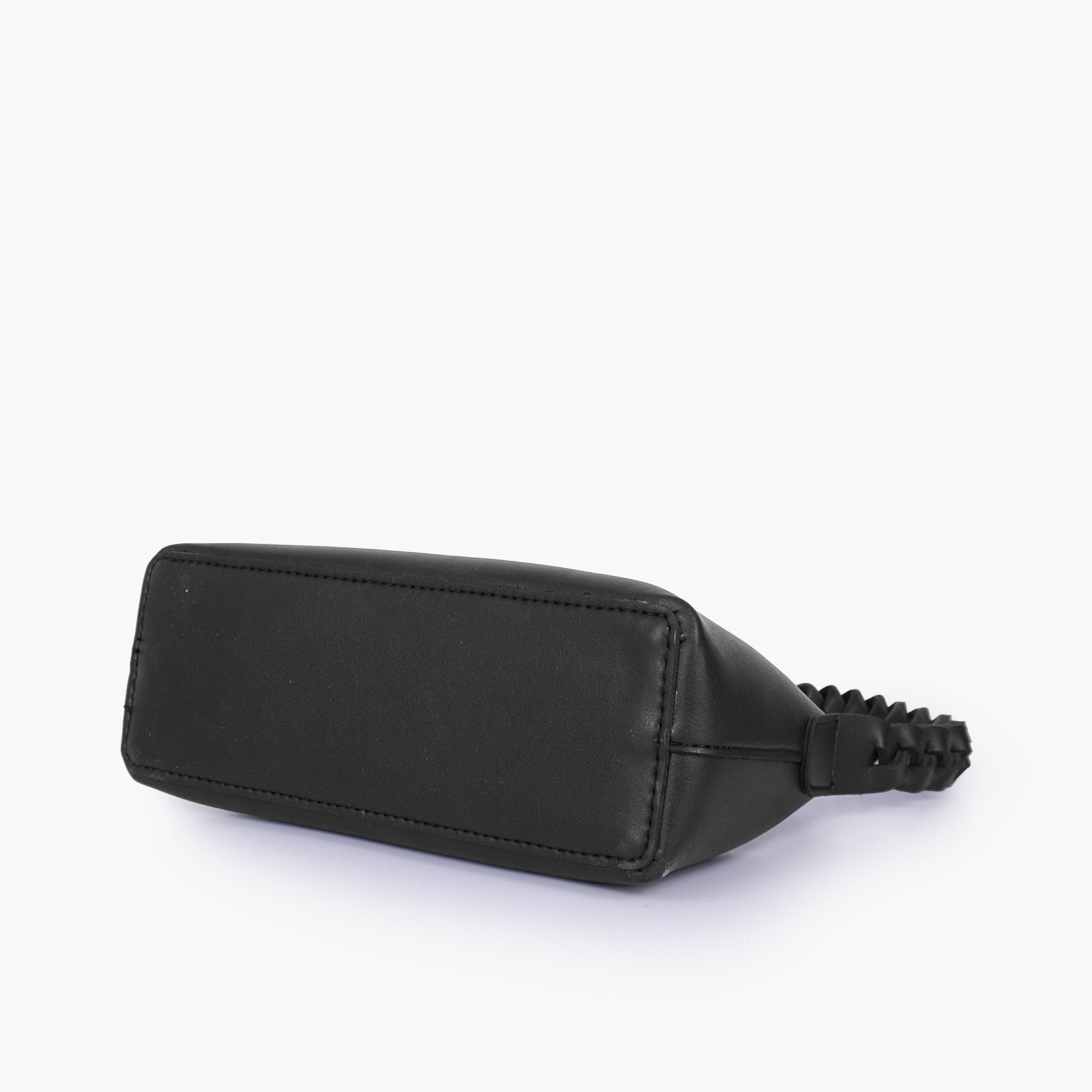 Black and white purse with braided strap