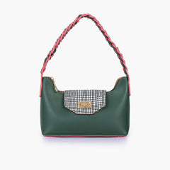 Army green purse with braided strap