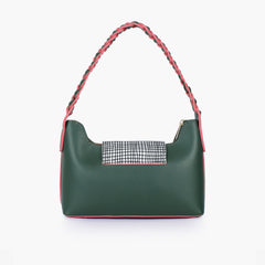 Army green purse with braided strap
